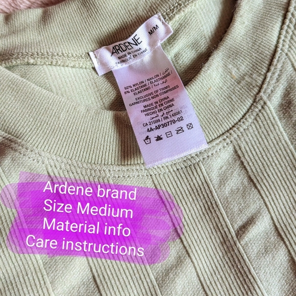 Ardene size Medium NWT sage green long sleeve crop style t shirt pullover - Picture 2 of 9